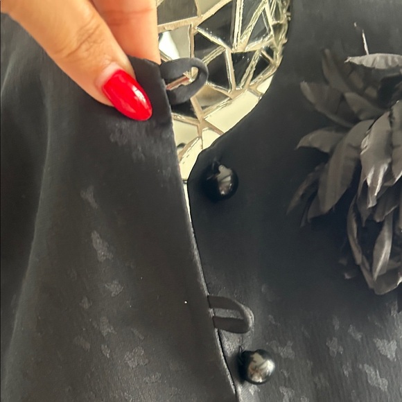 David Hayes Black Silk Women's Blazer with Leopard Print Floral Broach size 8 - Picture 8 of 10